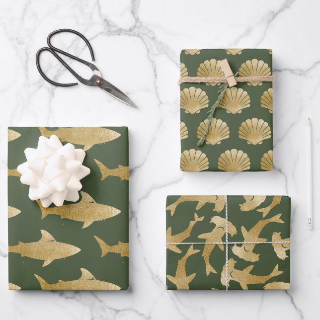 Weißpapier für Haifischflossen-Set 3 Geschenkpapier Set (Vorderseite)