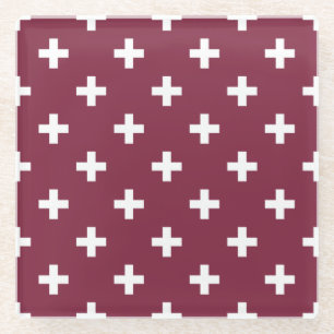 Weißpolka kreuzt auf Maulbeere Glasuntersetzer