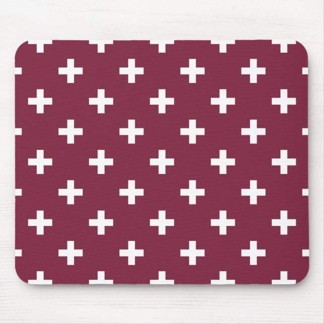 Weißpolka kreuzt auf Maulbeere Mousepad (Vorne)