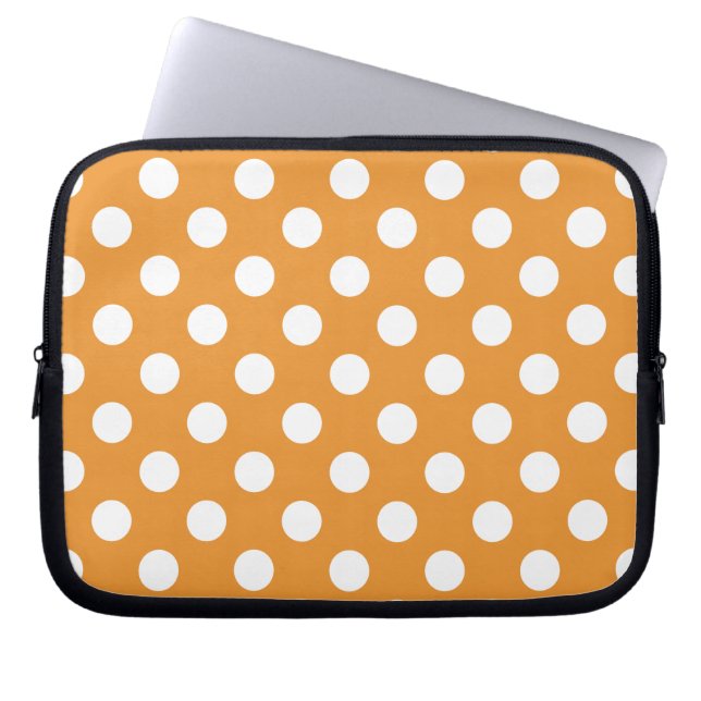 Weißpolka-Punkte auf Bernstein Laptopschutzhülle (Vorderseite)