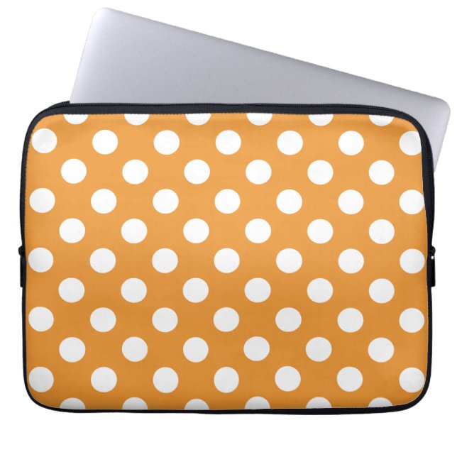 Weißpolka-Punkte auf Bernstein Laptopschutzhülle (Vorderseite)