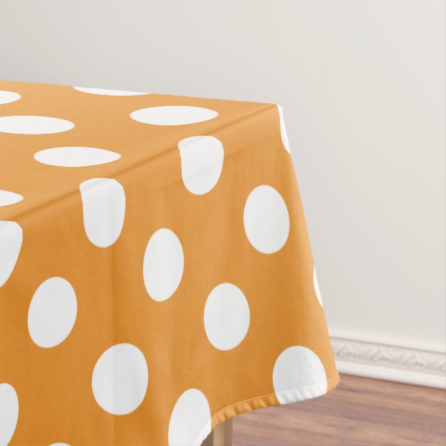Weißpolka-Punkte auf Bernstein Tischdecke (Beispiel)