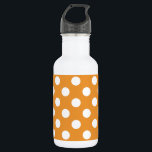 Weißpolka-Punkte auf Bernstein Trinkflasche<br><div class="desc">Weißpolka-Punkte auf Bernstein</div>