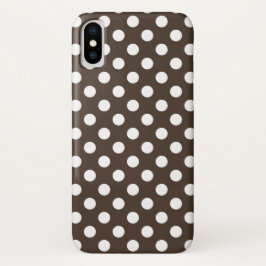 Weißpolka-Punkte auf braun iPhone X Hülle