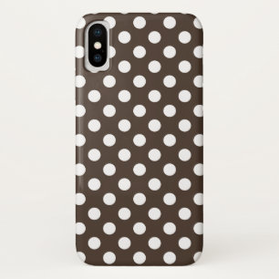 Weißpolka-Punkte auf braun iPhone X Hülle