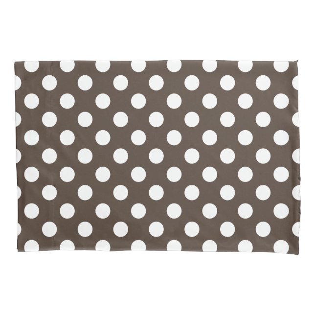 Weißpolka-Punkte auf braun Kissenbezug (Vorderseite)