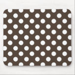 Weißpolka-Punkte auf braun Mousepad<br><div class="desc">Weißpolka-Punkte auf braun</div>