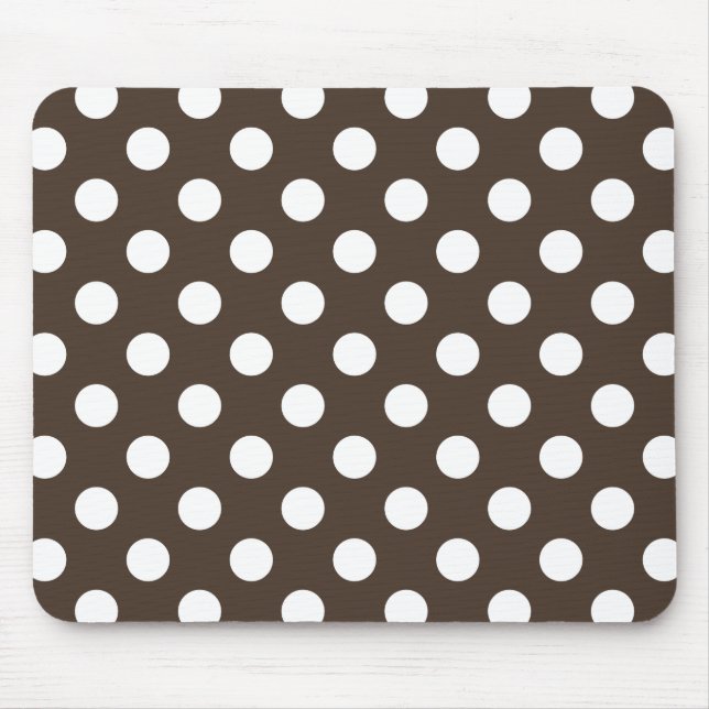 Weißpolka-Punkte auf braun Mousepad (Vorne)