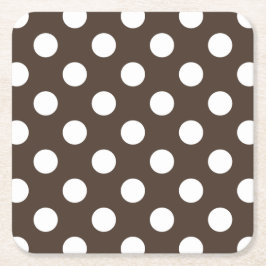 Weißpolka-Punkte auf braun Rechteckiger Pappuntersetzer