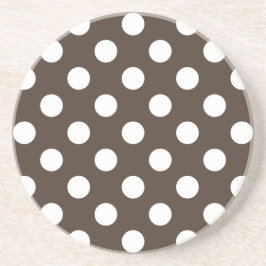 Weißpolka-Punkte auf braun Sandstein Untersetzer