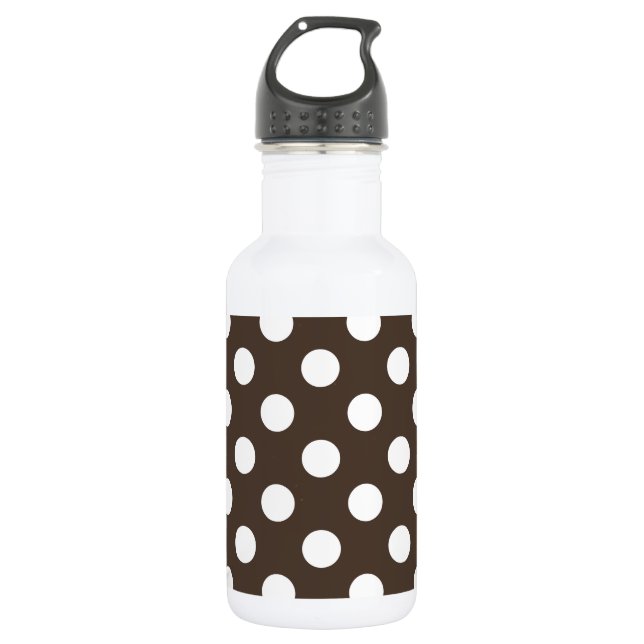 Weißpolka-Punkte auf braun Trinkflasche (Vorderseite)