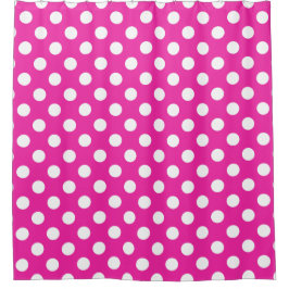 Weißpolka-Punkte auf Fuchsia Duschvorhang
