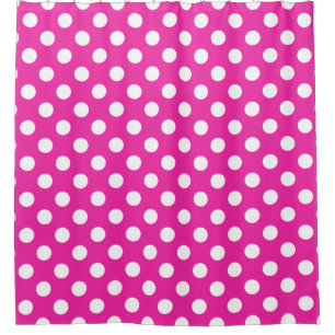 Weißpolka-Punkte auf Fuchsia Duschvorhang