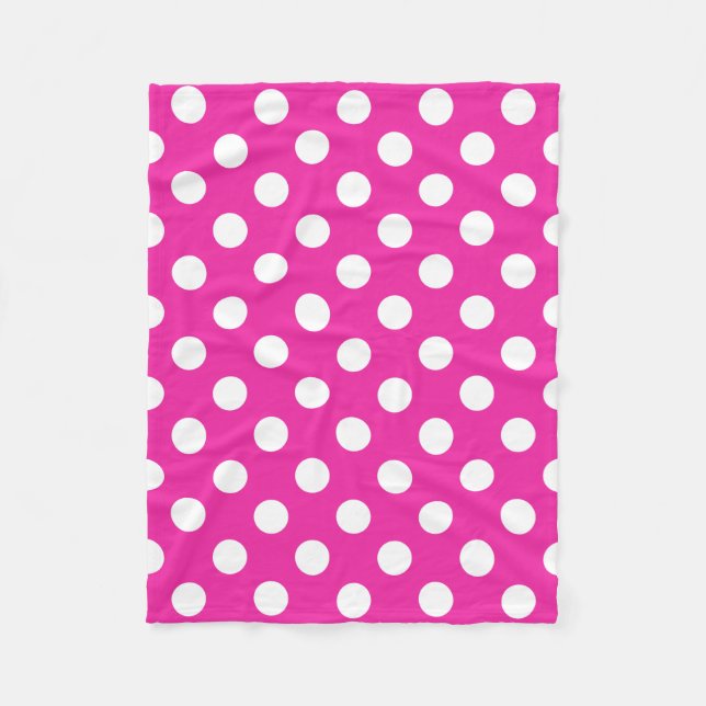 Weißpolka-Punkte auf Fuchsia Fleecedecke (Vorderseite)