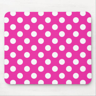 Weißpolka-Punkte auf Fuchsia Mousepad