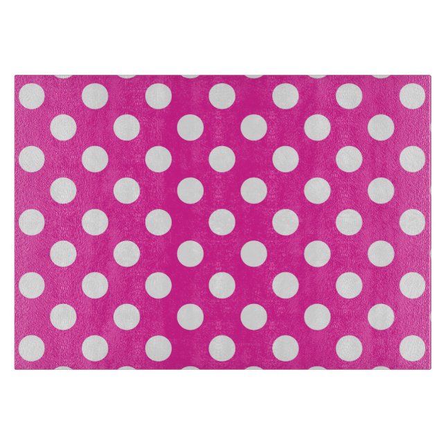 Weißpolka-Punkte auf Fuchsia Schneidebrett (Vorderseite)