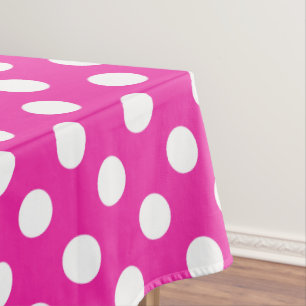 Weißpolka-Punkte auf Fuchsia Tischdecke
