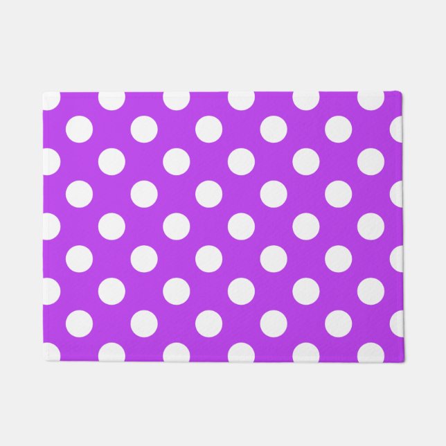 Weißpolka Punkte auf leuchtend lila Fußmatte (Vorderseite)
