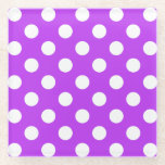 Weißpolka Punkte auf leuchtend lila Glasuntersetzer<br><div class="desc">Weißpolka Punkte auf leuchtend lila</div>