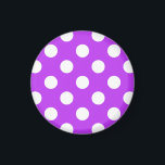 Weißpolka Punkte auf leuchtend lila Magnet<br><div class="desc">Weißpolka Punkte auf leuchtend lila</div>