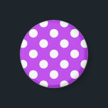 Weißpolka Punkte auf leuchtend lila Magnet<br><div class="desc">Weißpolka Punkte auf leuchtend lila</div>