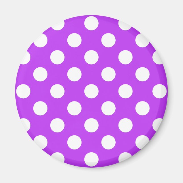 Weißpolka Punkte auf leuchtend lila Magnet (Vorne)