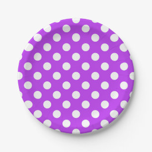 Weißpolka Punkte auf leuchtend lila Pappteller