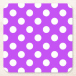 Weißpolka Punkte auf leuchtend lila Rechteckiger Pappuntersetzer<br><div class="desc">Weißpolka Punkte auf leuchtend lila</div>