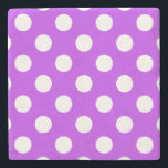 Weißpolka Punkte auf leuchtend lila Steinuntersetzer<br><div class="desc">Weißpolka Punkte auf leuchtend lila</div>