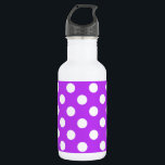 Weißpolka Punkte auf leuchtend lila Trinkflasche<br><div class="desc">Weißpolka Punkte auf leuchtend lila</div>