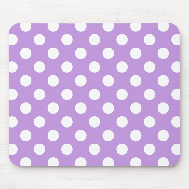Weißpolka-Punkte auf Lila Mousepad (Vorne)