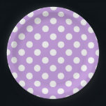 Weißpolka-Punkte auf Lila Pappteller<br><div class="desc">Weißpolka-Punkte auf Lila</div>
