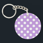 Weißpolka-Punkte auf Lila Schlüsselanhänger<br><div class="desc">Weißpolka-Punkte auf Lila</div>