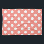 Weißpolka-Punkte auf Pfirsich Küchentuch<br><div class="desc">Weißpolka-Punkte auf Pfirsich</div>