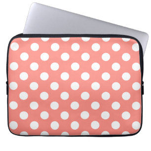 Weißpolka-Punkte auf Pfirsich Laptopschutzhülle