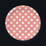 Weißpolka-Punkte auf Pfirsich Pappteller<br><div class="desc">Weißpolka-Punkte auf Pfirsich</div>