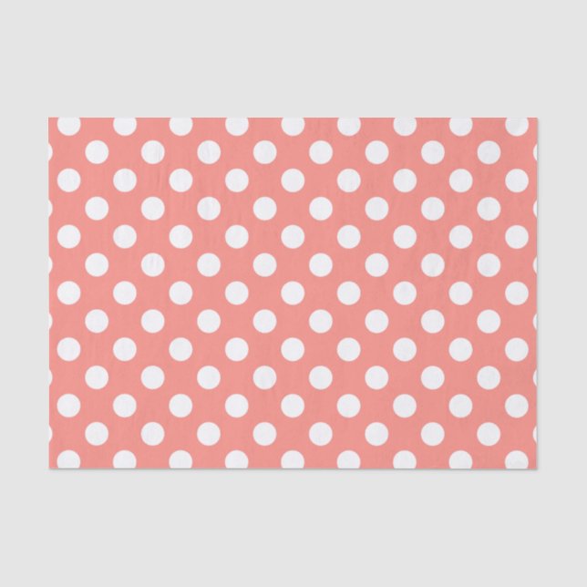 Weißpolka-Punkte auf Pfirsich Seidenpapier (Vorderseite)
