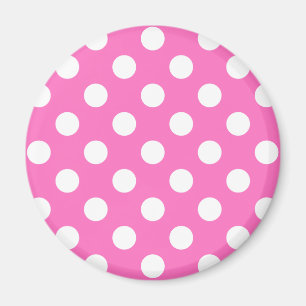 Weißpolka-Punkte auf Rosa Magnet