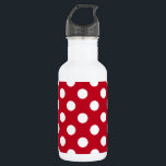 Weißpolka Punkte auf rot Edelstahlflasche<br><div class="desc">Weißpolka Punkte auf rot</div>