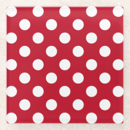 Weißpolka Punkte auf rot Glasuntersetzer