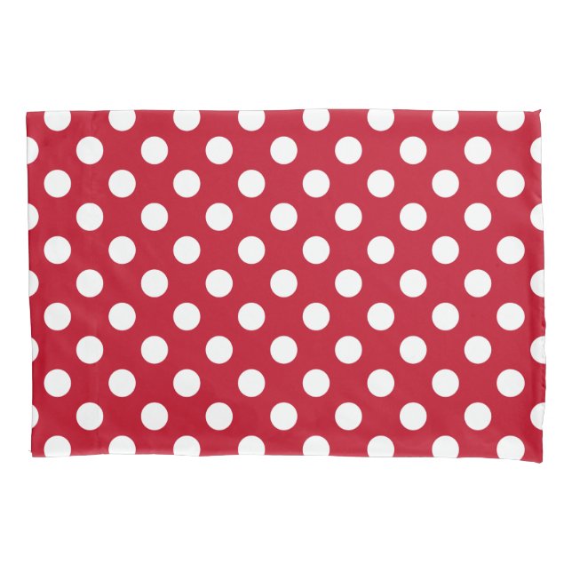 Weißpolka Punkte auf rot Kissenbezug (Vorderseite)