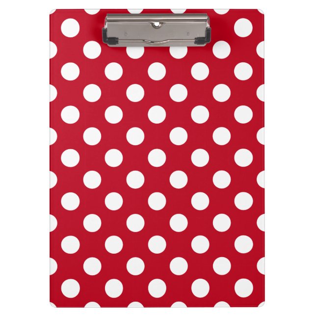Weißpolka Punkte auf rot Klemmbrett (Vorderseite)