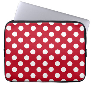 Weißpolka Punkte auf rot Laptopschutzhülle
