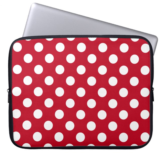 Weißpolka Punkte auf rot Laptopschutzhülle (Vorderseite)