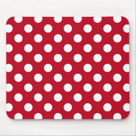 Weißpolka Punkte auf rot Mousepad