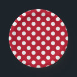 Weißpolka Punkte auf rot Pappteller<br><div class="desc">Weißpolka Punkte auf rot</div>