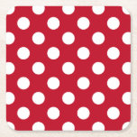 Weißpolka Punkte auf rot Rechteckiger Pappuntersetzer<br><div class="desc">Weißpolka Punkte auf rot</div>