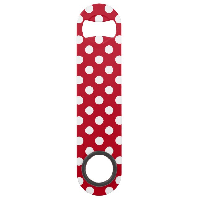 Weißpolka Punkte auf rot Speedflaschenöffner (Vorderseite)