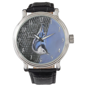 Weißreißer Nuthatch Malerei Original Vogelkunst Armbanduhr