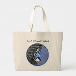 Weißreißer Nuthatch Malerei Original Vogelkunst Jumbo Stoffbeutel